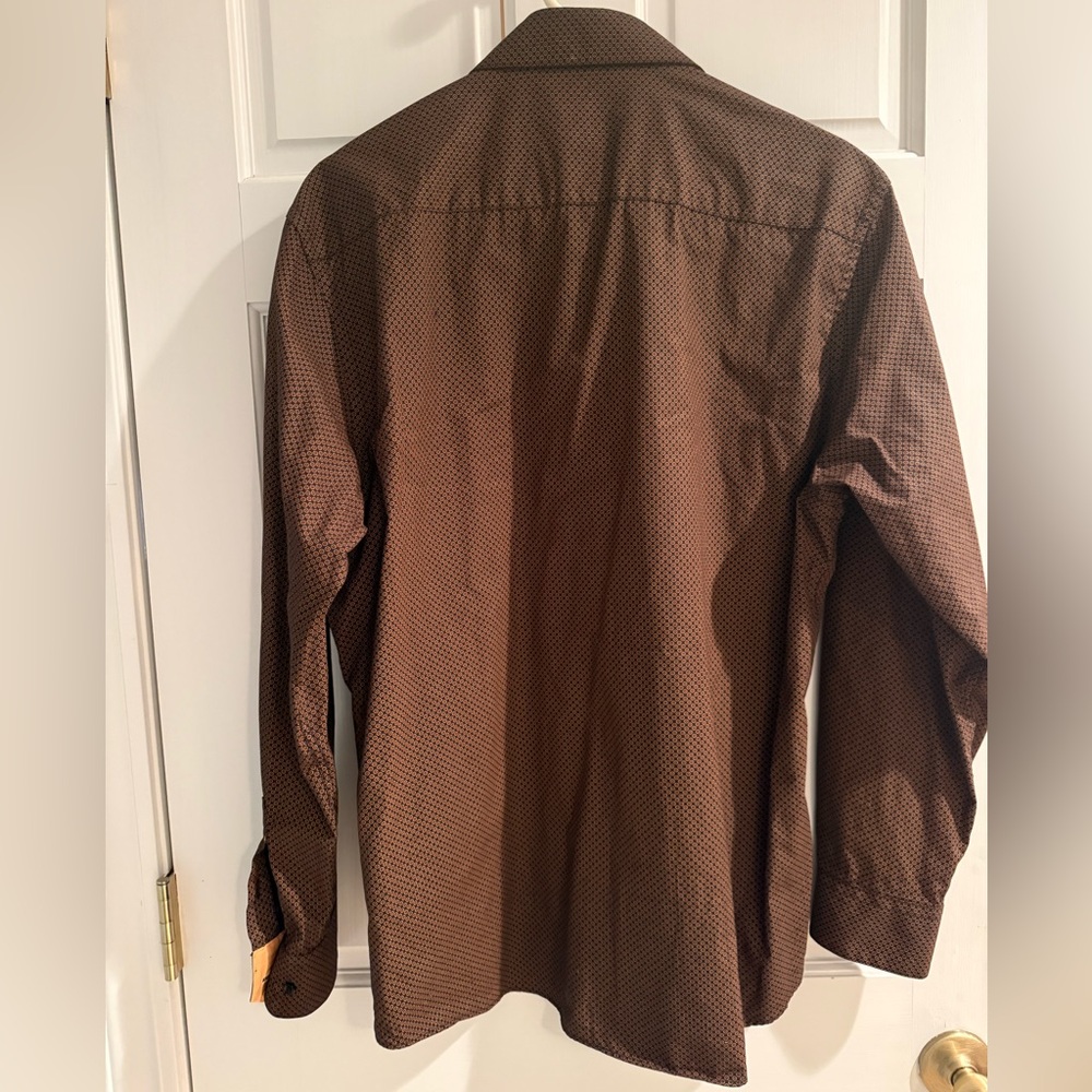 Platino Dress Shirt Orange Marquis L 16 1/2 34-35 - Picture 2 of 9